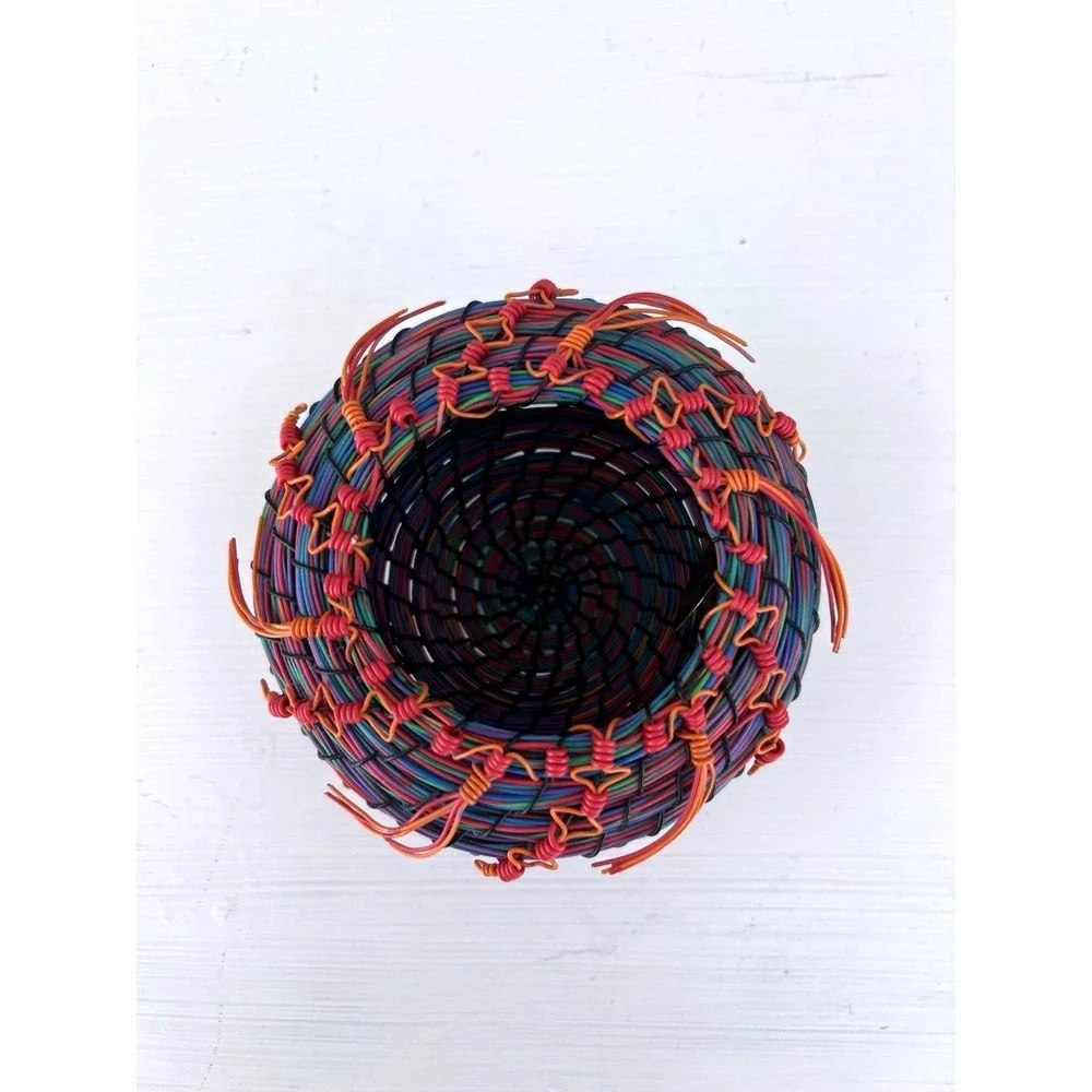 Telephone Wire Basket Art Handmade‎ Farling 1998 Summer Fiesta Signed Vintage